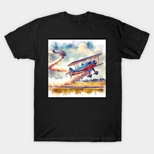 Artistic illustration of some biplane stunt pilots T-Shirt